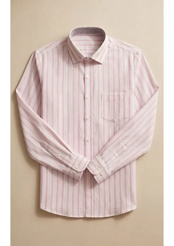 Title_Trends_Men's_Pink_and_white_Striped_Slim_Fit_Shirt
