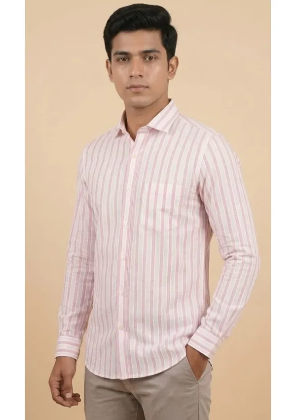Title_Trends_Men's_Pink_and_white_Striped_Slim_Fit_Shirt