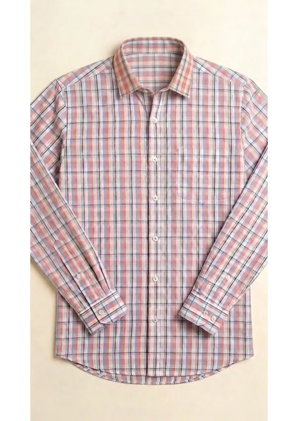 Title_Trends_Men's_Orange_Checked_Slim_Fit_Shirt