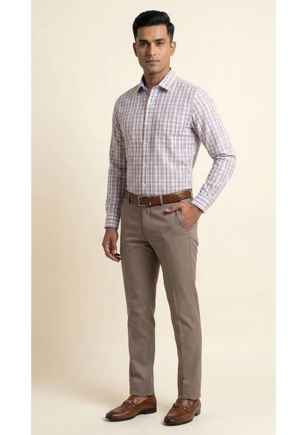 Title_Trends_Men's_Orange_Checked_Slim_Fit_Shirt