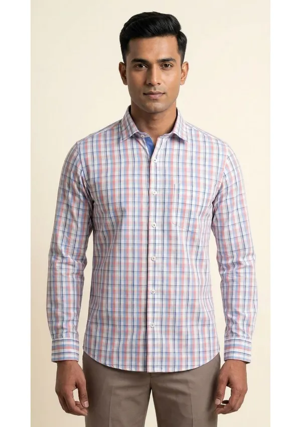 Title_Trends_Men's_Orange_Checked_Slim_Fit_Shirt