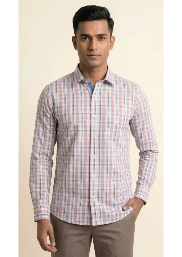 Title_Trends_Men's_Orange_Checked_Slim_Fit_Shirt