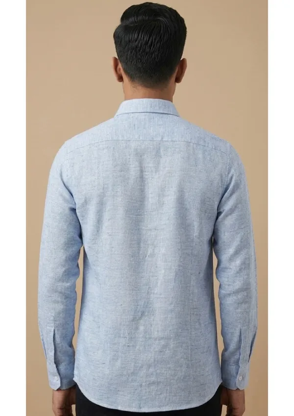 Title_Trends_Men's_Khadi_Look_Blue_Slim_Fit_Shirt