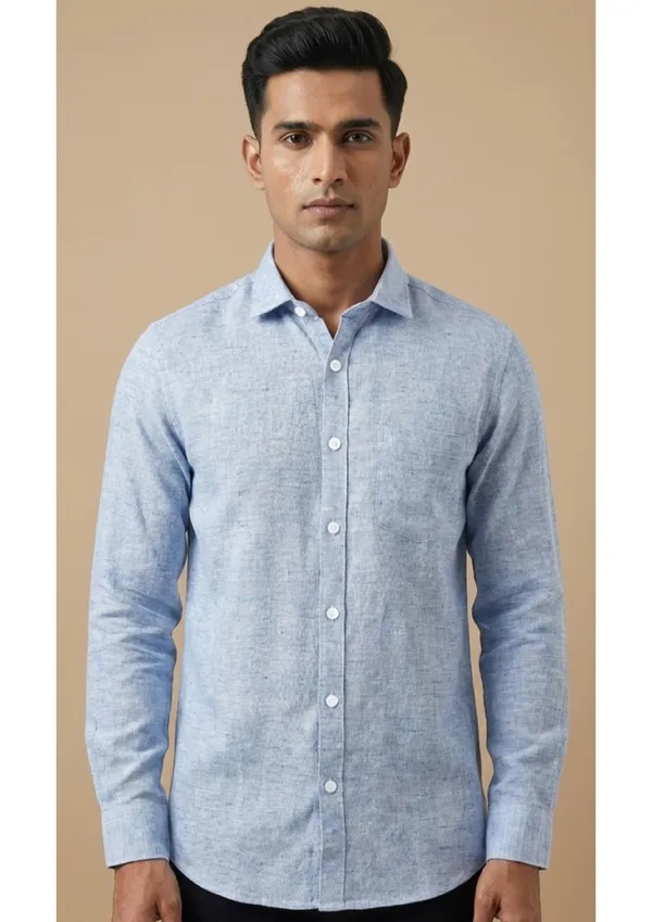 Title_Trends_Men's_Khadi_Look_Blue_Slim_Fit_Shirt