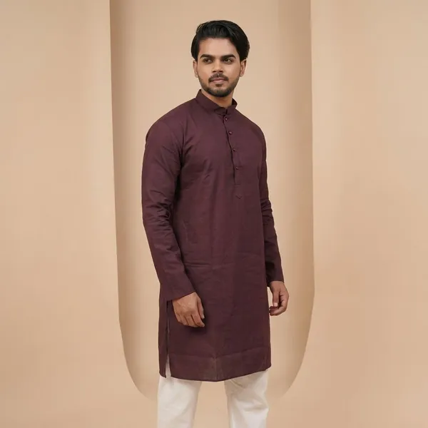 Maroon_And_Bottle_Green_Pure_Cotton_Solid_Classic_Kurta_For_Men(Pack_of_2)