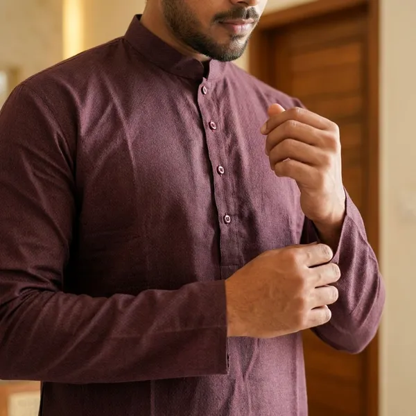 Maroon_And_Bottle_Green_Pure_Cotton_Solid_Classic_Kurta_For_Men(Pack_of_2)