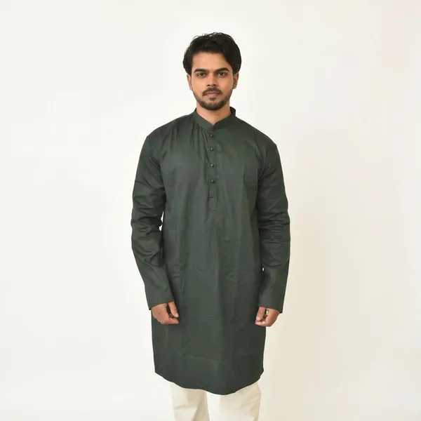 Maroon_And_Bottle_Green_Pure_Cotton_Solid_Classic_Kurta_For_Men(Pack_of_2)
