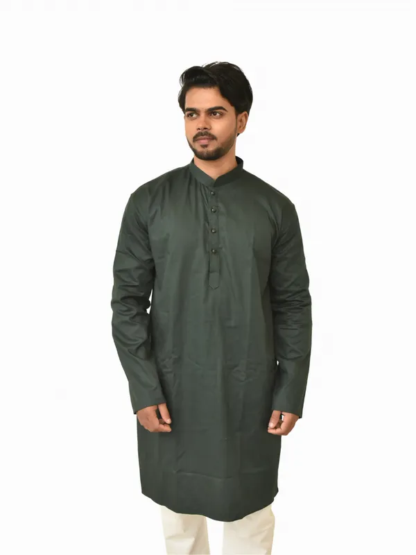 Maroon_And_Bottle_Green_Pure_Cotton_Solid_Classic_Kurta_For_Men(Pack_of_2)