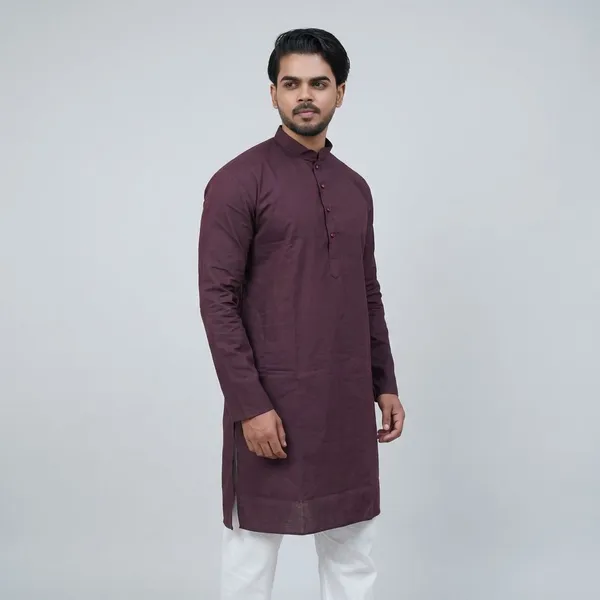 Maroon_And_Bottle_Green_Pure_Cotton_Solid_Classic_Kurta_For_Men(Pack_of_2)