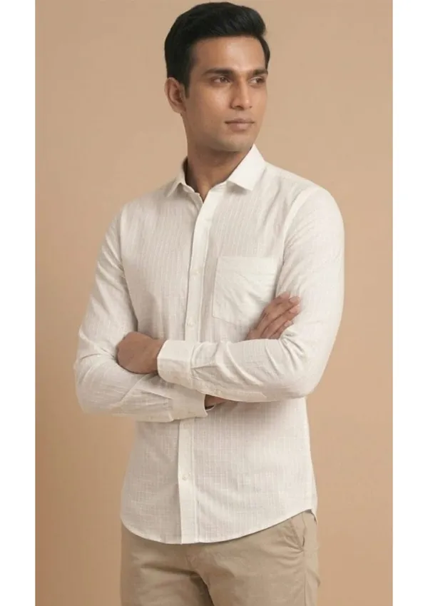 Title_Trends_Men's_Off-White_Textured_Slim_Fit_Shirt