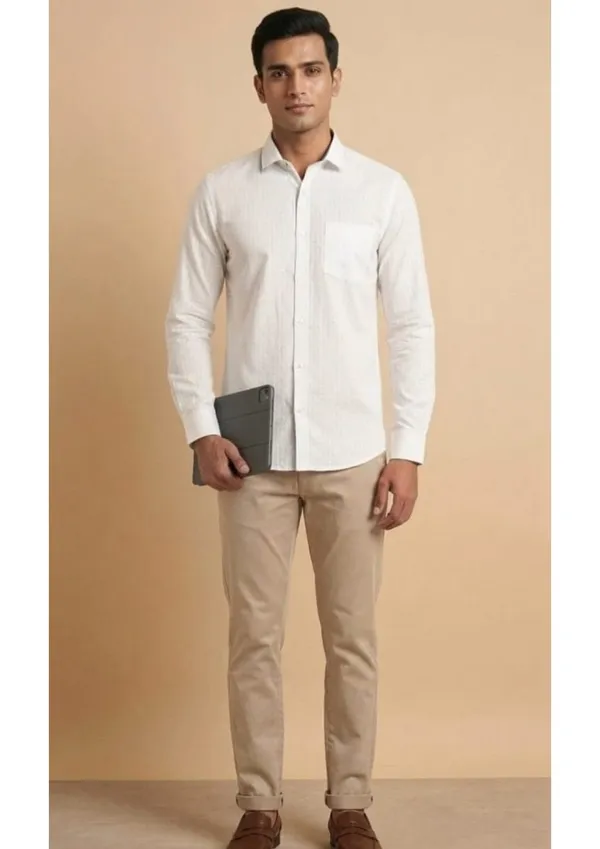 Title_Trends_Men's_Off-White_Textured_Slim_Fit_Shirt