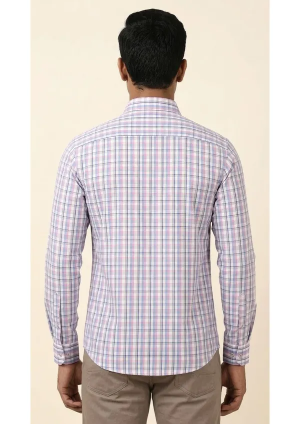 Title_Trends_Men's_Pink_Checked_Slim_Fit_Shirt