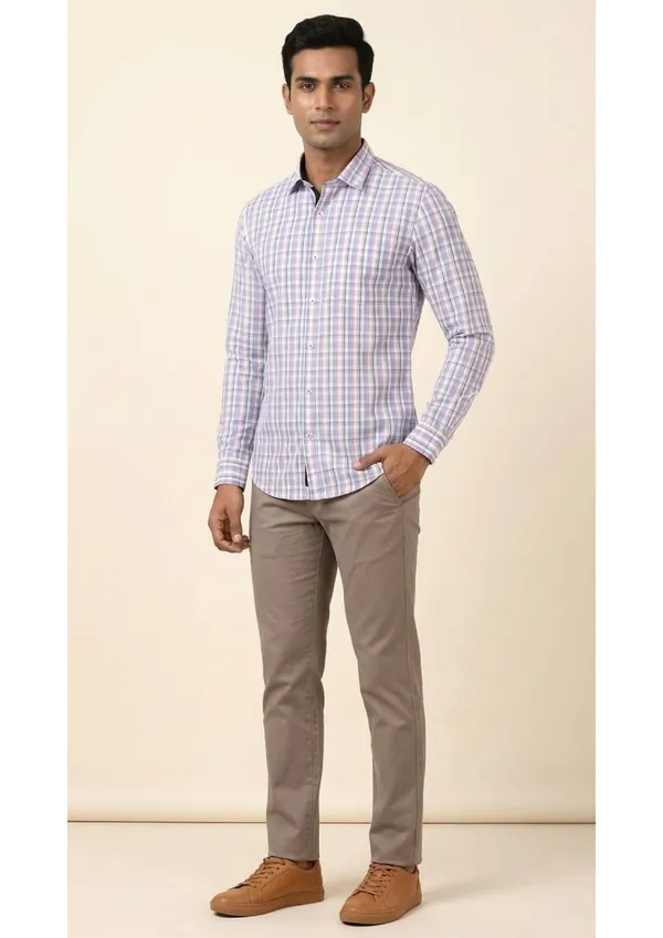 Title_Trends_Men's_Pink_Checked_Slim_Fit_Shirt