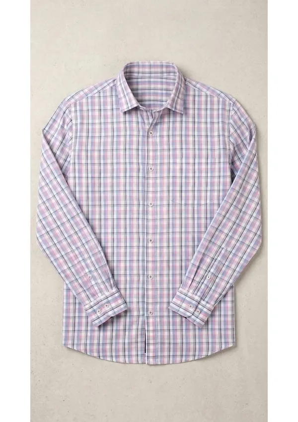 Title_Trends_Men's_Pink_Checked_Slim_Fit_Shirt