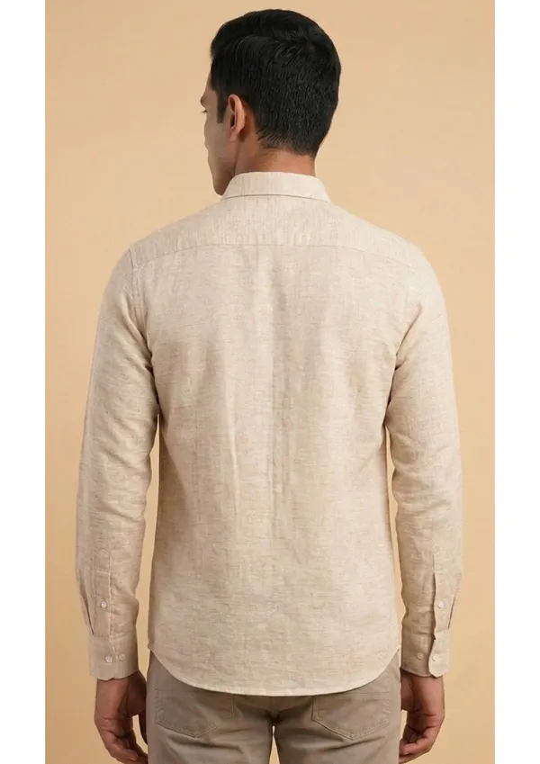 Title_Trends_Men's_Khadi_Look_Beige_Slim_Fit_Shirt