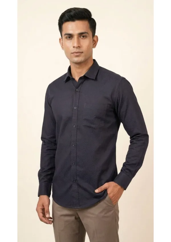 Title_Trends_Men's_Solid-Print_Texture_Combo_Slim_Fit_Shirt