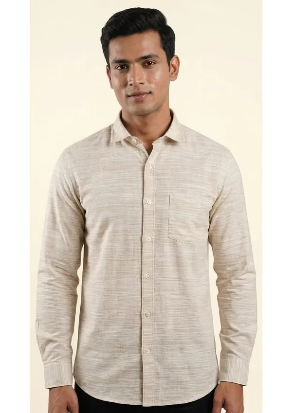 Title_Trends_Men's_Desert_Sand_Striped_Textured_Slim_Fit_Shirt