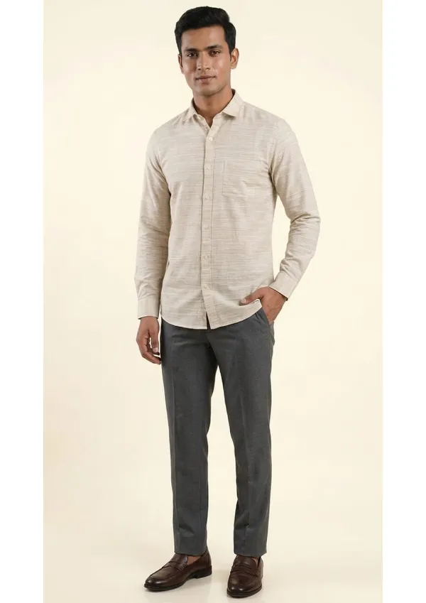 Title_Trends_Men's_Desert_Sand_Striped_Textured_Slim_Fit_Shirt