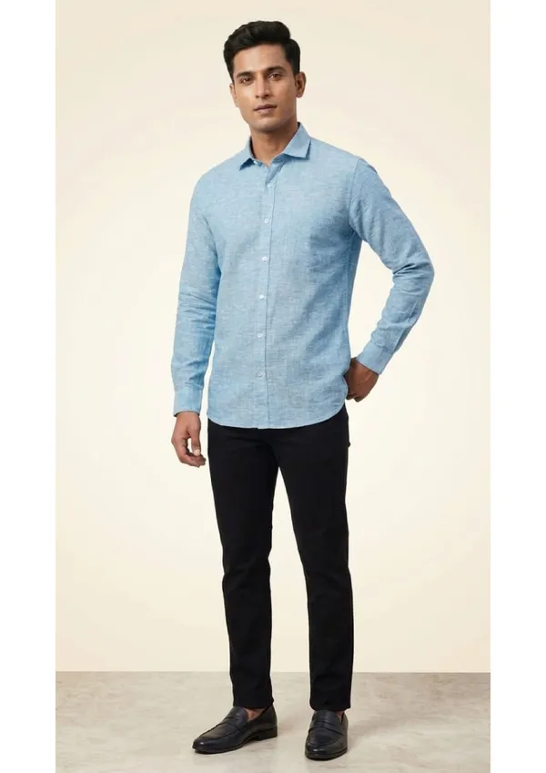 Title_Trends_Men's_Slub_Textured_Sky_Blue_Slim_Fit_Shirt