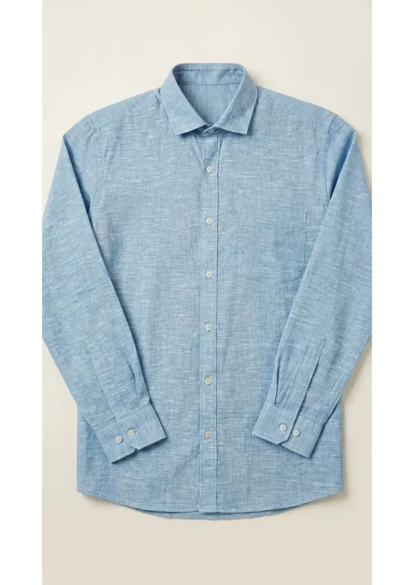 Title_Trends_Men's_Slub_Textured_Sky_Blue_Slim_Fit_Shirt