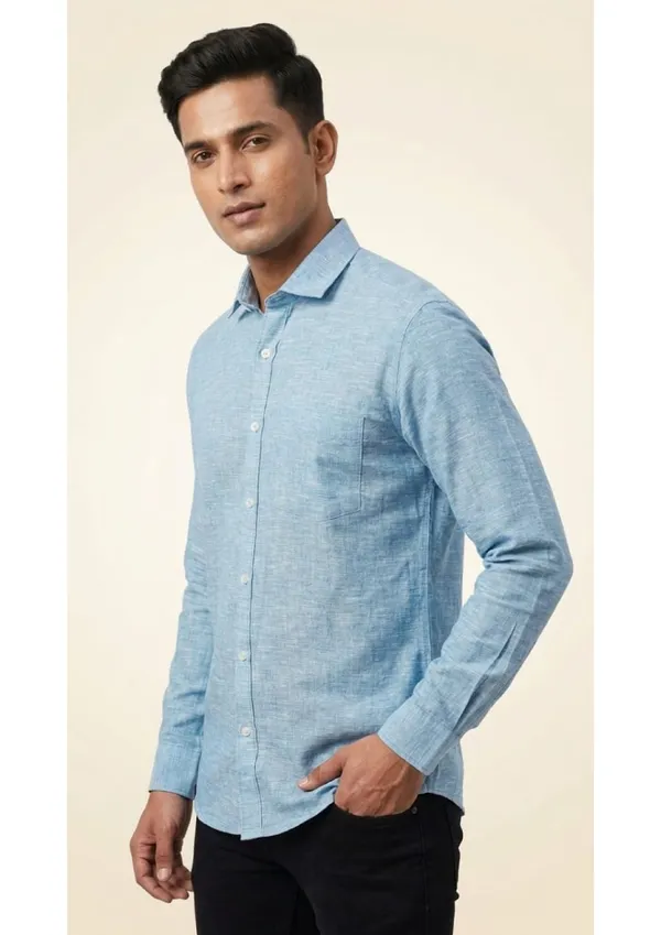 Title_Trends_Men's_Slub_Textured_Sky_Blue_Slim_Fit_Shirt