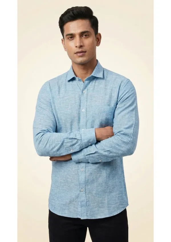 Title_Trends_Men's_Slub_Textured_Sky_Blue_Slim_Fit_Shirt