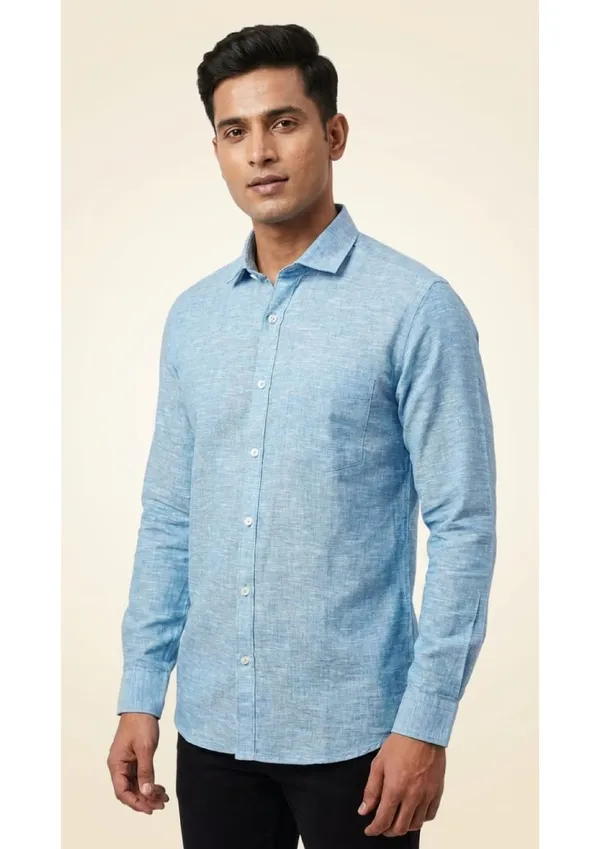 Title_Trends_Men's_Slub_Textured_Sky_Blue_Slim_Fit_Shirt
