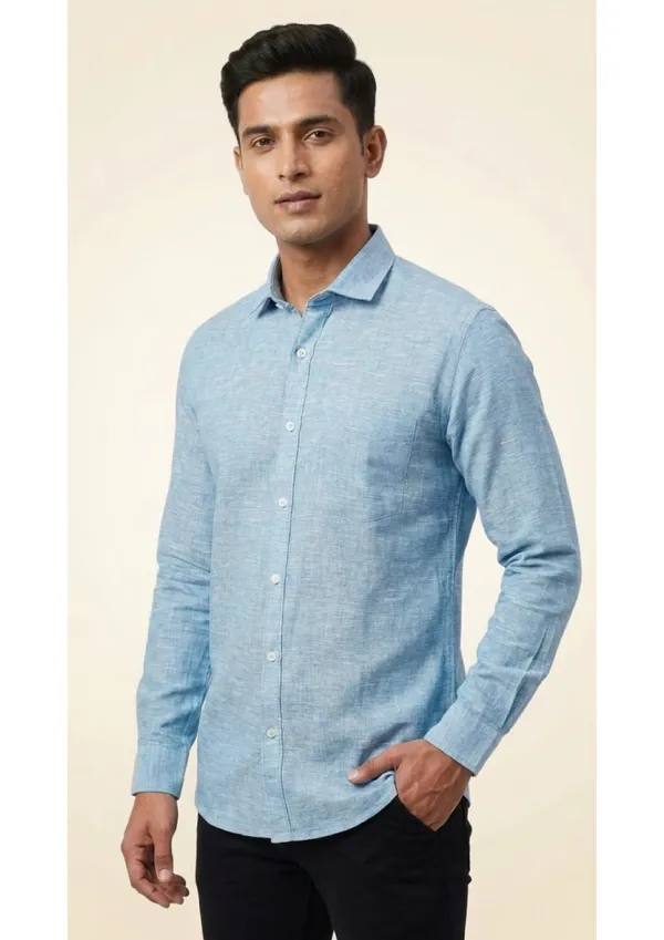 Title_Trends_Men's_Slub_Textured_Sky_Blue_Slim_Fit_Shirt