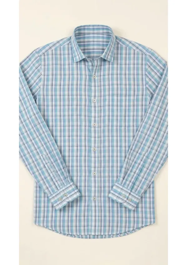 Title_Trends_Men's_Blue_Checked_Slim_Fit_Shirt