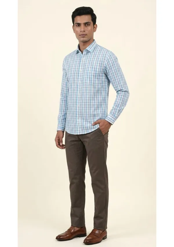 Title_Trends_Men's_Blue_Checked_Slim_Fit_Shirt