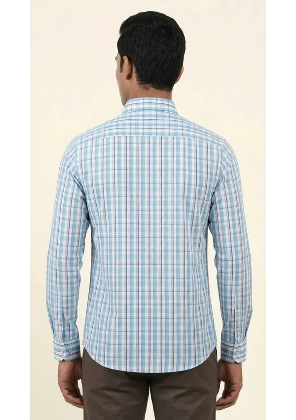 Title_Trends_Men's_Blue_Checked_Slim_Fit_Shirt