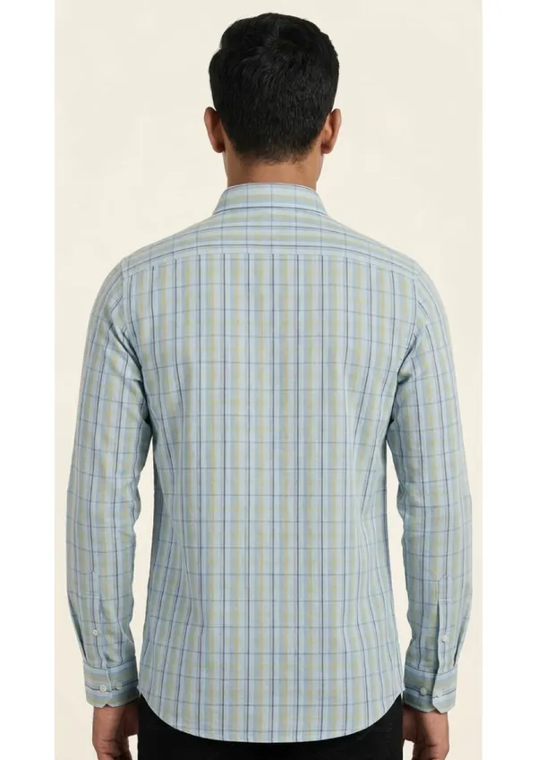 Title_Trends_Men's_Green_Strip-Checked_Slim_Fit_Shirt