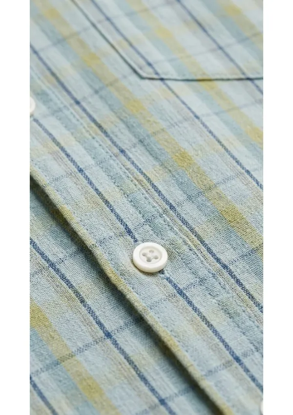 Title_Trends_Men's_Green_Strip-Checked_Slim_Fit_Shirt