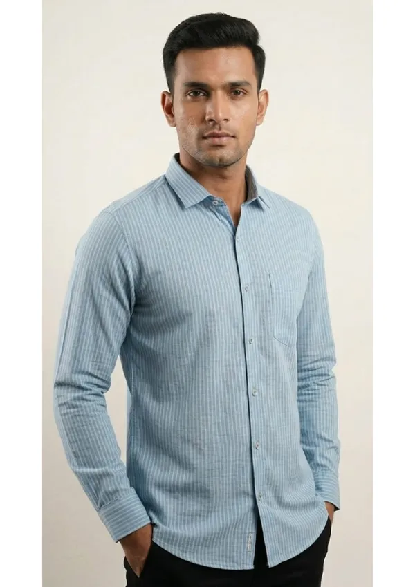 Title_Trends_Men's_Blue_Slim_Striped_Slim_Fit_Shirt