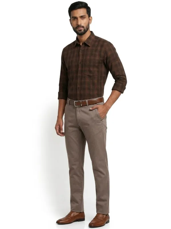 Title_Trends_Men's_Checked_Brown_Full_Sleeves_Slim_Fit_Shirt