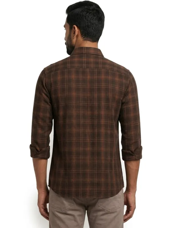 Title_Trends_Men's_Checked_Brown_Full_Sleeves_Slim_Fit_Shirt
