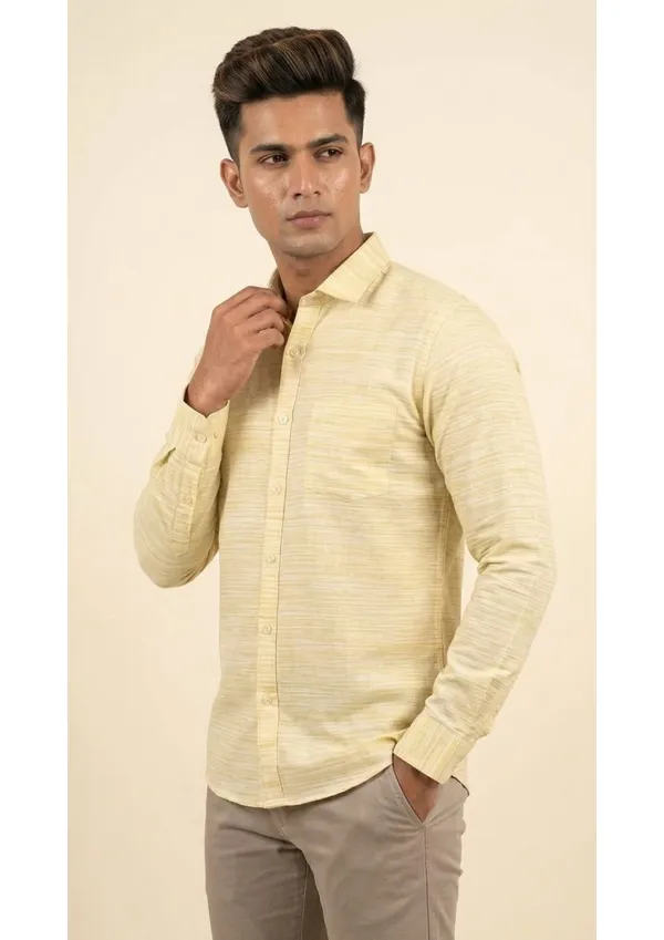 Title_Trends_Men's_Light__Yellow_Striped_Textured_Slim_Fit_Shirt