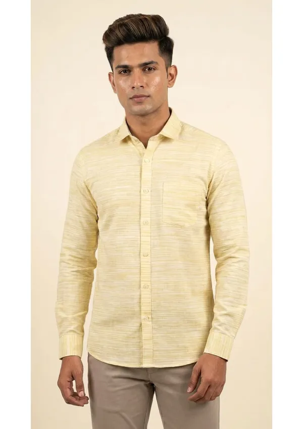Title_Trends_Men's_Light__Yellow_Striped_Textured_Slim_Fit_Shirt