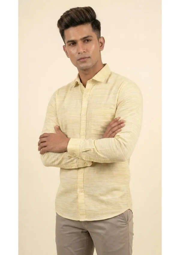 Title_Trends_Men's_Light__Yellow_Striped_Textured_Slim_Fit_Shirt