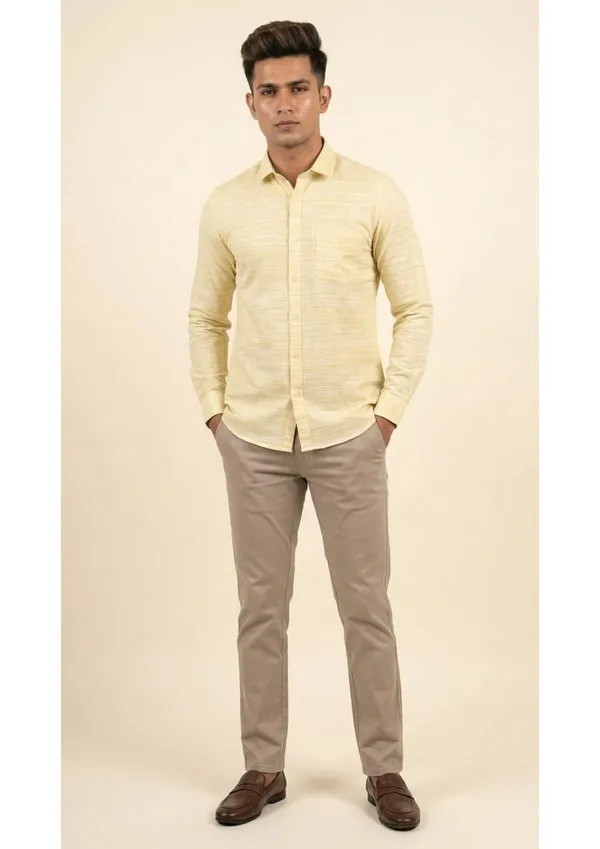 Title_Trends_Men's_Light__Yellow_Striped_Textured_Slim_Fit_Shirt