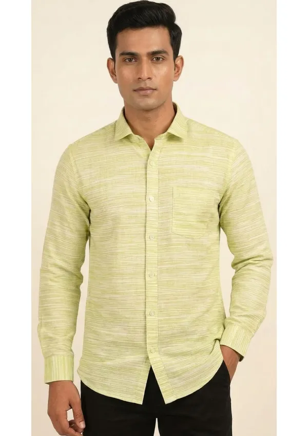Title_Trends_Men's_Lime_Green_Striped_Textured_Slim_Fit_Shirt