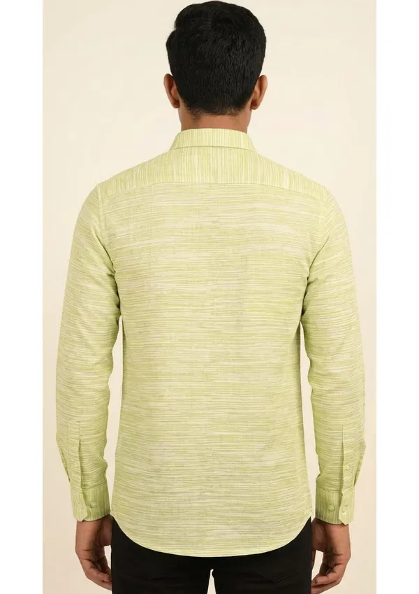 Title_Trends_Men's_Lime_Green_Striped_Textured_Slim_Fit_Shirt