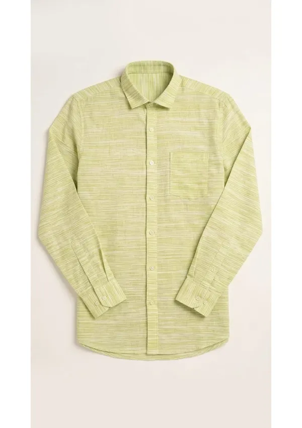 Title_Trends_Men's_Lime_Green_Striped_Textured_Slim_Fit_Shirt