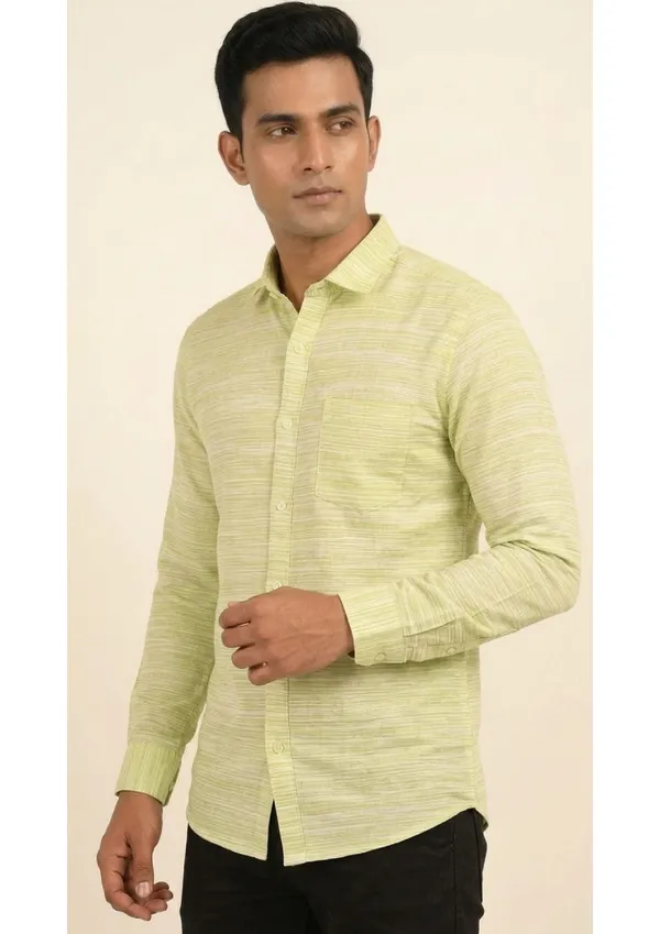 Title_Trends_Men's_Lime_Green_Striped_Textured_Slim_Fit_Shirt
