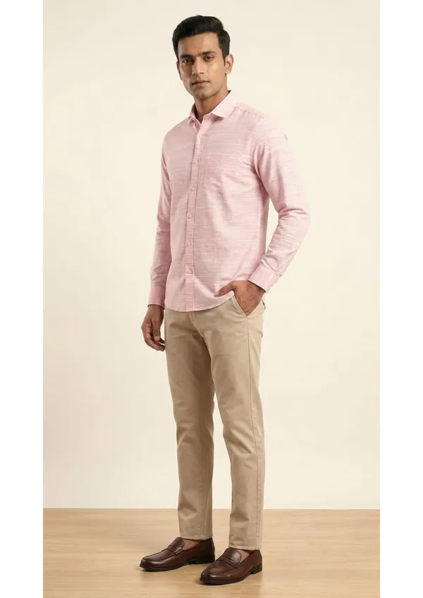 Title_Trends_Men's_Pink_Heathered_Striped_Textured_Slim_Fit_Shirt