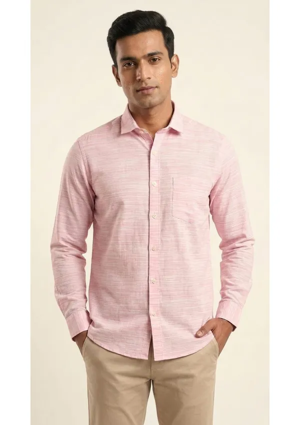 Title_Trends_Men's_Pink_Heathered_Striped_Textured_Slim_Fit_Shirt