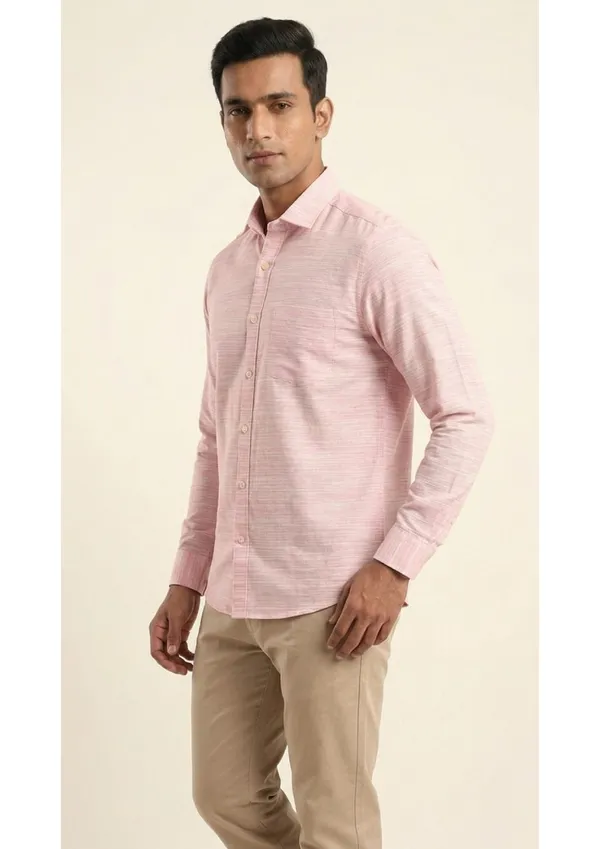 Title_Trends_Men's_Pink_Heathered_Striped_Textured_Slim_Fit_Shirt