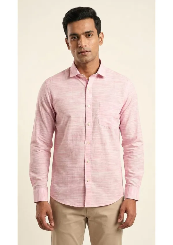 Title_Trends_Men's_Pink_Heathered_Striped_Textured_Slim_Fit_Shirt