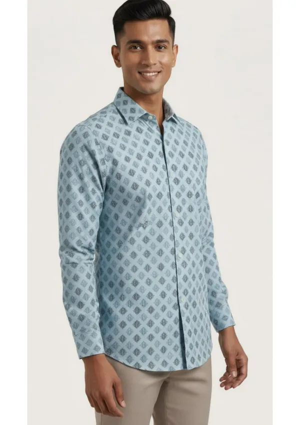 Blue_Polyester_Textu_Print_Slim_Fit_Shirt_For_Men