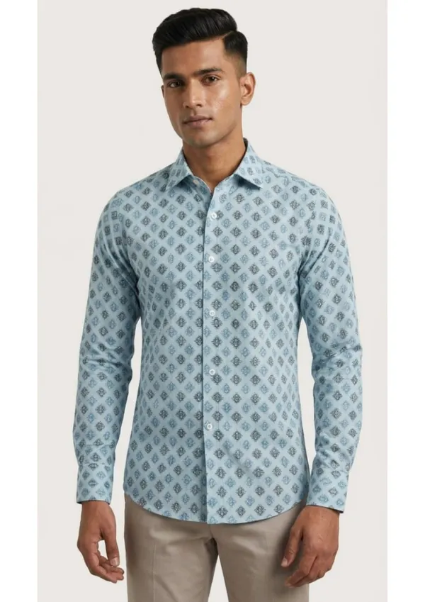 Blue_Polyester_Textu_Print_Slim_Fit_Shirt_For_Men